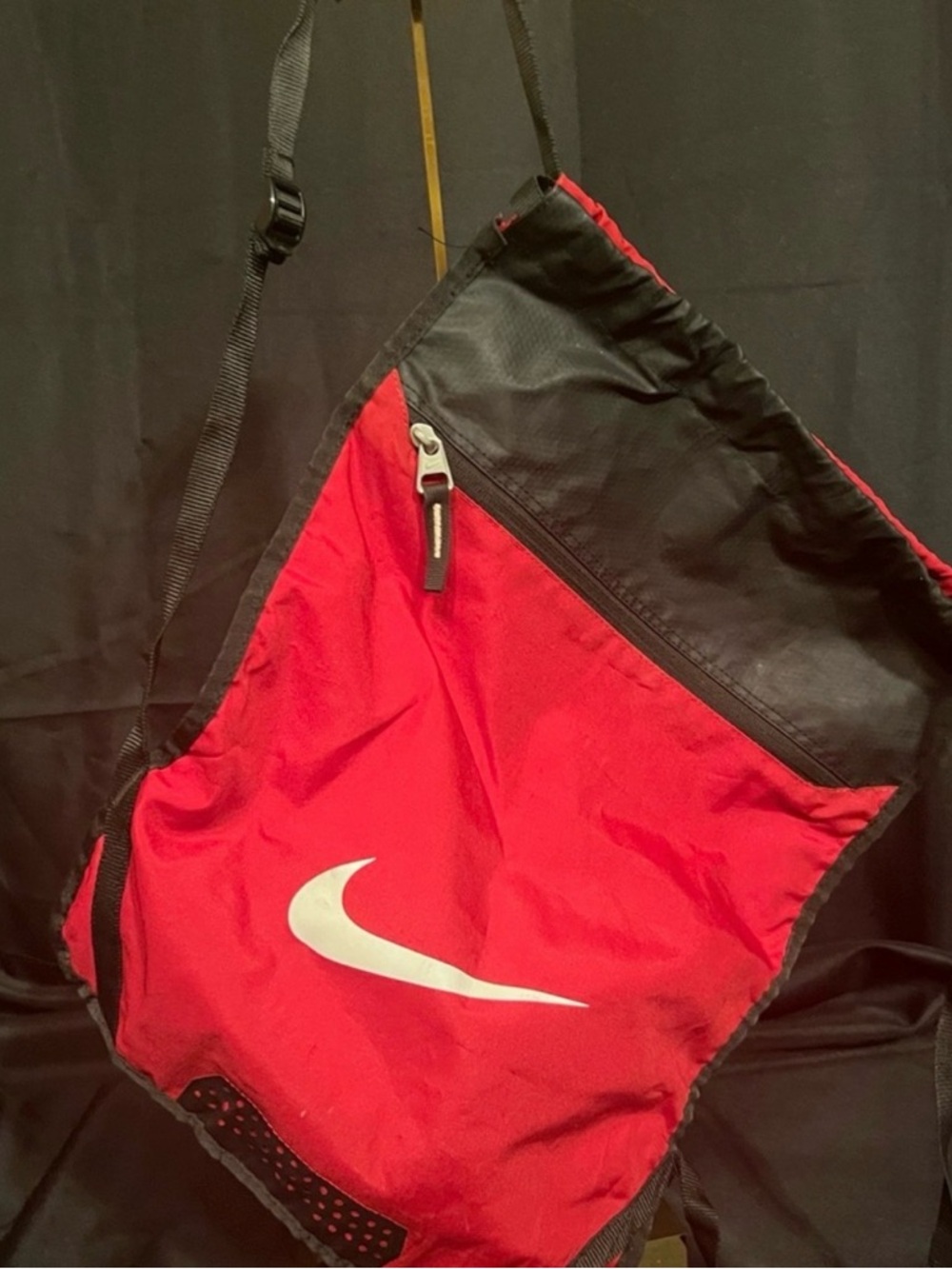 Nike Brasilia Training Gymsack Drawstring Red and Black with White Swoosh